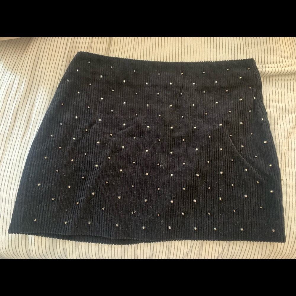 Studded black Corduroy skirt